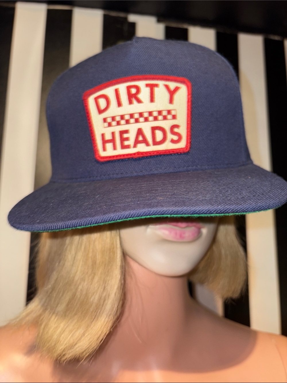 “Dirty Heads” Concert Merch Navy Snapback Hat with Red Patch Reggae Band NWOT